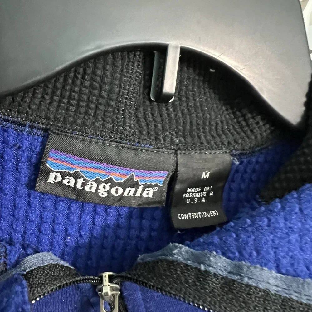 Vintage Patagonia R1 Hoody Jacket Waffle Lined Fleece Blue Full Zip Men's M